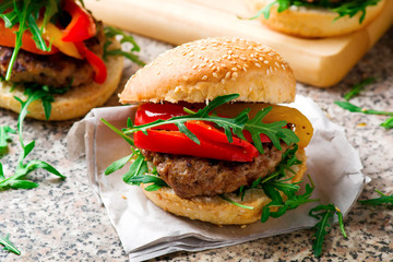 Veal Burger with Goat Cheese and pepper