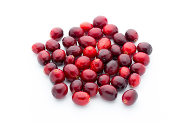 Cranberries top view. Red, ripe cranberries macro view.