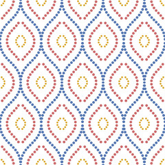 Seamless vector ornament. Modern background. Geometric pattern with repeating colored dotted wavy lines