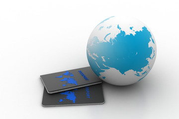 Passport with globe