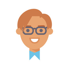 Boy face portrait fun happy young expression cute teenager cartoon character and happyness little kid flat human cheerful joy casual childhood life vector illustration.