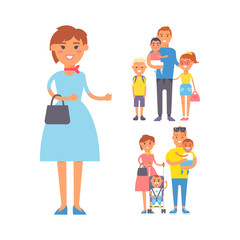 Family people adult happiness smiling group togetherness parenting concept and casual parent, cheerful, lifestyle happy character vector illustration.