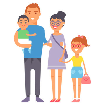 Family people adult happiness smiling group togetherness parenting concept and casual parent, cheerful, lifestyle happy character vector illustration.