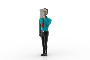 Business man hide the real face with paper