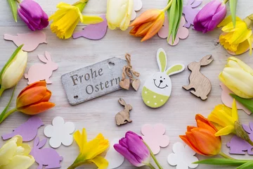  Easter and spring decoration, flowers and eggs. © gitusik