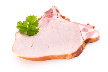 Pieces of pork meat, isolated on white background.