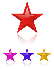 Obraz premium Red shiny star on white with color variations. vector illustration