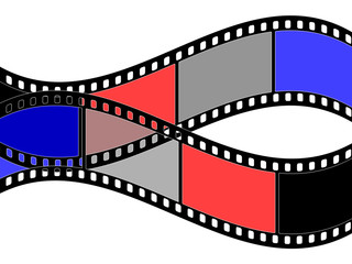 Photographic film on a white background