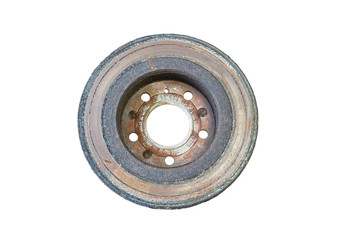 Excessively used rusty brake discs: too thin, covered with rust, with border and with scorched area