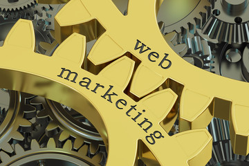 web marketing concept on the gearwheels, 3D rendering