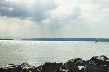 Rays of the sun over the lake