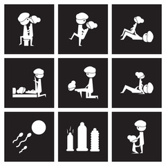 Flat icon in black and white Kamasutra positions