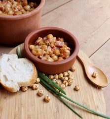 
A dish of chickpeas (chick peas) with vegetables