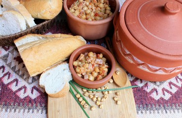 Fototapeta na wymiar A dish of chickpeas (chick peas) with vegetables