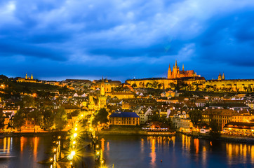 Fototapeta na wymiar Prague Castle, Charles Bridge and Vltava