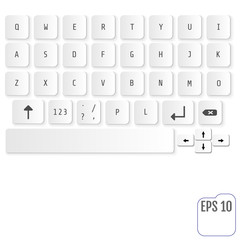 Modern realistic keyboard for smartphone or tablet PC with alphabet buttons. Vector modern keyboard