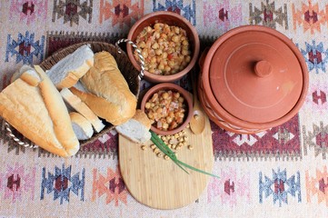 
A dish of chickpeas (chick peas) with vegetables