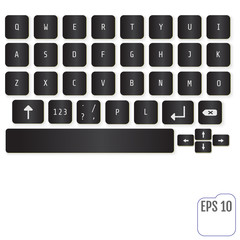 Modern realistic keyboard for smartphone or tablet PC with alphabet buttons. Vector modern keyboard