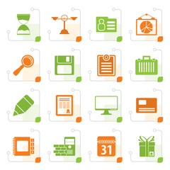Stylized Business and office icons -  vector icon set