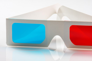 3d glasses isolated on white background, close up