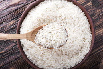 rice on a wooden background