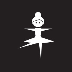 Flat icon in black and white ballerina © gorovits