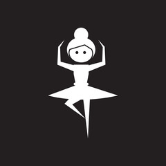 Flat icon in black and white ballerina © gorovits