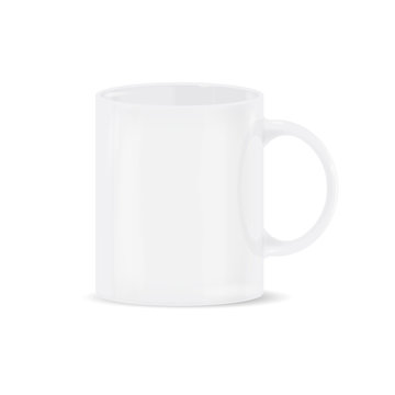 Most realistic white cup. Object isolated on the white background.