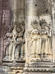 Bas-relief at a Angkor Wat temple, Cambodia