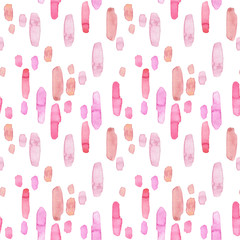 Seamless Pattern of Watercolor Pink and Red Splashes