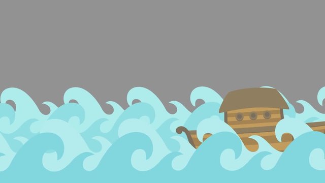 Noah's Ark Sailing in the Sea on a Gray Sky