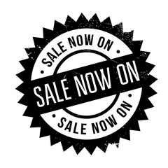 Sale Now On rubber stamp. Grunge design with dust scratches. Effects can be easily removed for a clean, crisp look. Color is easily changed.