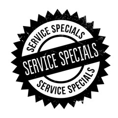 Service Specials rubber stamp. Grunge design with dust scratches. Effects can be easily removed for a clean, crisp look. Color is easily changed.