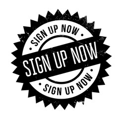 Sign Up Now rubber stamp. Grunge design with dust scratches. Effects can be easily removed for a clean, crisp look. Color is easily changed.