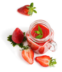     Strawberries and smoothie.