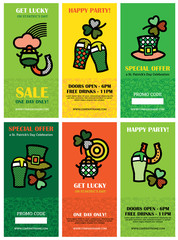 A set of templates for St. Patrick's Day. Vector illustration with Irish symbols for design flyers, coupons, flyers, tickets, banners
