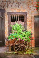 Old cart with flowers
