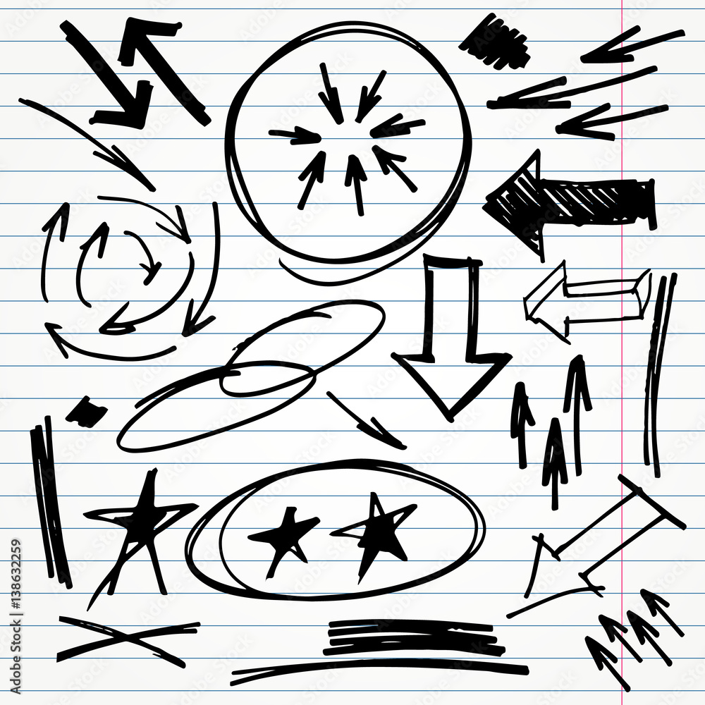 Poster vector marker hand drawn design elements - notes