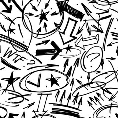 Fototapeta premium vector seamless pattern with marker hand drawn design elements - notes