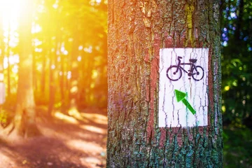 Tableaux ronds sur aluminium brossé Vélo Forest Bike Trail