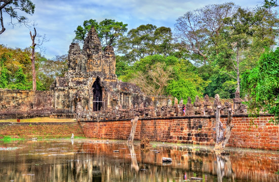 Bridge and South Gate of Angkor Thom, Cambodia