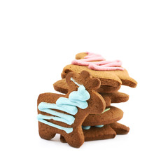 Pile of glazed gingerbreads isolated