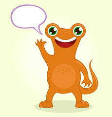 Cute cartoon orange monster. Vector illustration