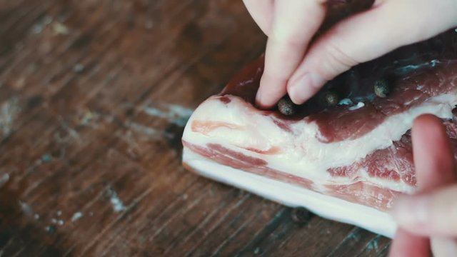 Fresh juicy piece of meat with bacon