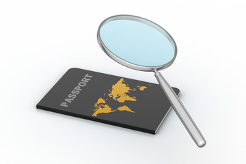Passport with magnifier