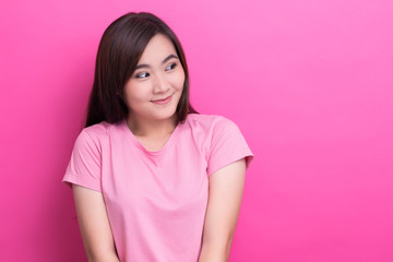 Fototapeta premium Asian woman is happy on isolaed background