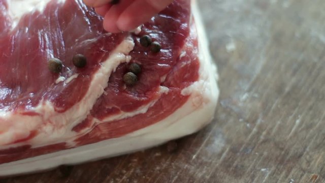 Fresh juicy piece of meat with bacon