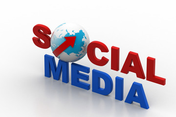 Social media concept with world