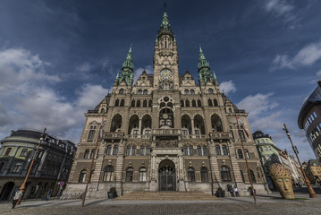 Liberec city hall in winter sunny day