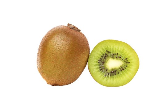 Close up of kiwi fruit on white background